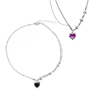 Buy Sweet Cool Zircon Heart Pendant Choker Party Wearing Accessories Jewelry • 5.89£