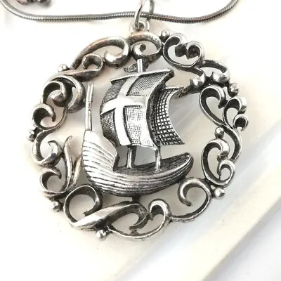 Buy Vintage Viking Ship Pendant Norse Style Necklace Scandi Scottish Jewellery  • 20£