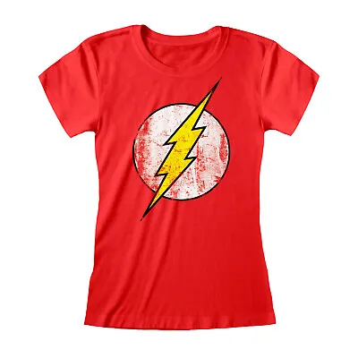 Buy Official DC Comics The Flash T Shirt Distressed  Ladies Fitted NEW • 8.99£