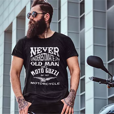 Buy New Humorous Never Trust An Old Man Riding A Moto Guzzi Premium Quality T-shirt • 20£