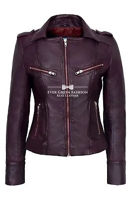 Buy RIDER Ladies Leather Jacket Cherry Biker Motorcycle Style 100% NAPA LEATHER 9823 • 98.96£