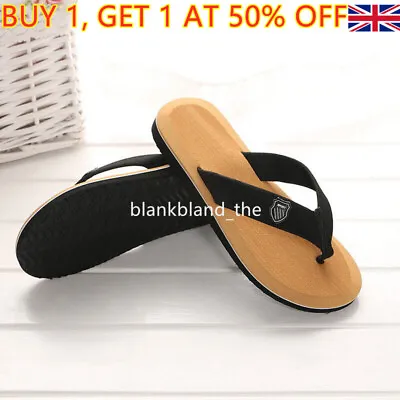 Buy Mens Classic Slip On Flip Flop Sandals Beach Flipflop Slippers Outdoor Big Size • 7.19£