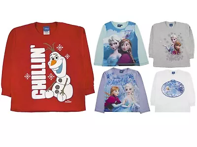 Buy Disney Frozen Elsa Anna Olaf Long Sleeve T Shirt 100% Cotton Top Kids Size  • 4.95£