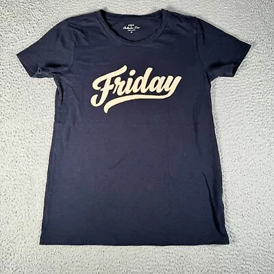 Buy J. Crew Collector T Shirt Womens XS Navy Blue Friday Graphic Short Sleeve Ladies • 16.96£