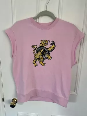 Buy Zoe Karssen Leopard Snake Emblem Short Sleeved Pink 100% Cotton Hoody S • 44.99£