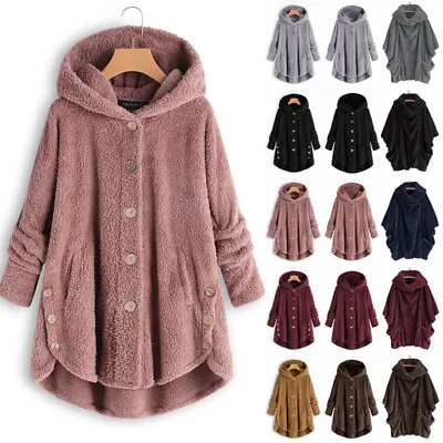 Buy Women Fleece Teddy Bear Coat Jumper Tops Hooded Hoodie Sweatshirt Plus Size 6-20 • 9.59£
