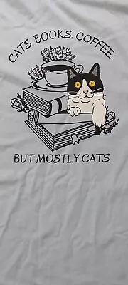 Buy Cat T-shirt Medium Size I Love Cats Books Coffee Gildan Printed  • 9.99£