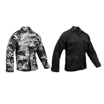 Buy BDU Shirts US Army Style Tactical Uniform Pockets Coat Black Urban Camo New • 29.99£