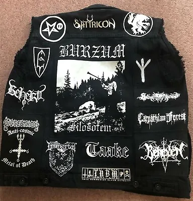 Buy True Scandinavian Black Metal Battle Jacket Cut-Off Denim Vest Gorgoroth Mayhem • 196.66£