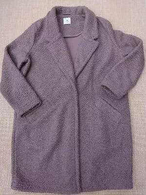 Buy Ladies Coat/Jacket Tu Size 16 Dusky Pink /Brown Teddy Bear Unlined 3/4 Length • 6.50£
