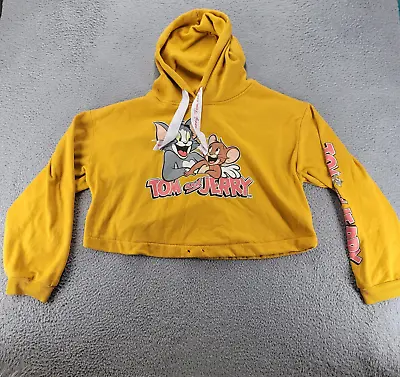 Buy Tom And Jerry Hoodie Womens XXL Yellow Pullover Sweatshirt Cropped Drawstring  • 19.04£