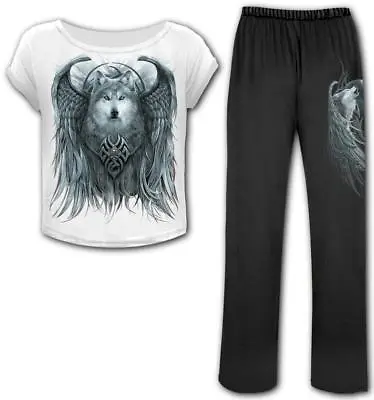 Buy SPIRAL DIRECT WOLF SPIRIT 4 Piece Pyjama Sets/Gift/Nightwear/Wolf/SPIRIT/Top • 31.49£