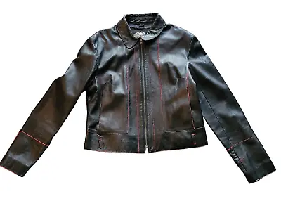 Buy Harley Davidson Soft Leather Jacket Black Size Large W/ Red Piping SHIPS TODAY • 80.47£