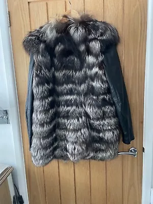 Buy Real Silver Fox Fur Jacket With Softest Leather Sleeves • 100£