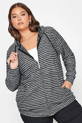 Buy YOURS Curve Plus Size Textured Knit Zip Up Hoodie • 20£