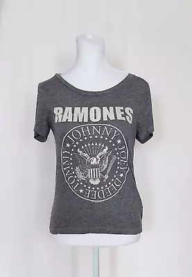 Buy H&M Womens Juniors Vintage Style Ramones Logo Gray T Shirt Size 2 • 18.94£