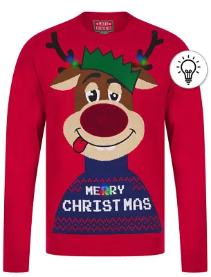 Buy Men's Christmas Jumper LED Light Up Xmas Knitted Sweater Santa Claus Reindeer • 28.99£