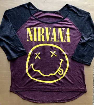 Buy Original 2014 Nirvana 'Smiley Face' Girls Long Sleeve Shirt • 8.01£