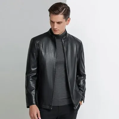 Buy New  Men's Standing Collar PU Jacket Thin Leather Jacket China Size • 150.58£