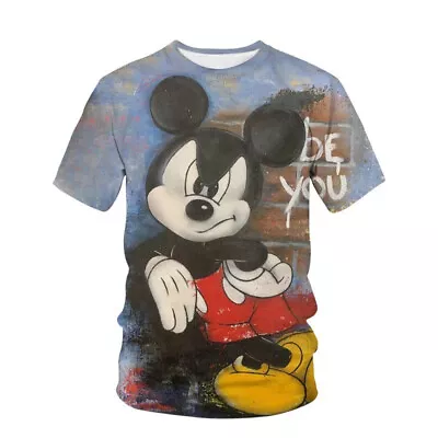 Buy Disney Summer Mickey Mouse T-shirt Men's Casual Cartoon Short Sleeve T-shirts  • 15£
