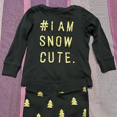 Buy Next Black Xmas Pyjamas 2-3years With Gold Writing ‘I Am Snow Cute’  • 9£
