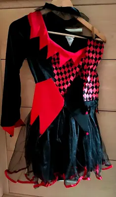 Buy Halloween Ladies Red Black Fancy Short Dress Clown Harlequin Dress 12 NEW • 14.99£