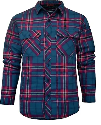Buy Mens Padded Lumberjack Shirt Jacket Quilted Lined Flannel Check With 4 Pockets • 16.95£