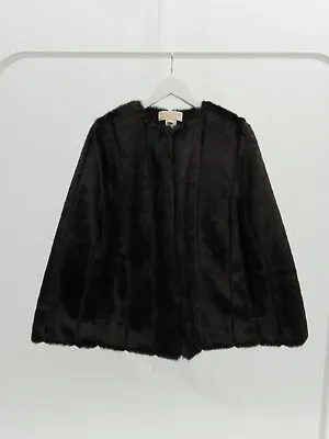 Buy Michael Kors Faux Fur Black Cape Reversible Jacket Size M • 50£