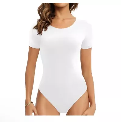 Buy MANGOPOP Women's Double Layered Short Sleeve Long Sleeve Bodysuit Basic T Shirt • 14.09£
