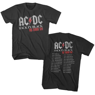 Buy ACDC Back In Black 80 UK Tour Double Sided Men's T Shirt Official Music Merch • 43.81£