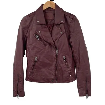 Buy Blank NYC Jacket Womens Small Dark Red Faux Leather Moto Biker Nordstrom • 30.87£
