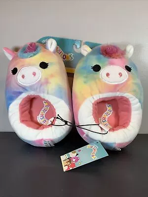 Buy Original Squishmallows Youth Kids Slippers Rainbow Unicorn Size 4-5, New! • 10.23£