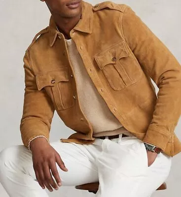 Buy Tan Leather Trucker Jacket For Men Pure Suede Custom Made Size S M L XXL 3XL • 156.07£
