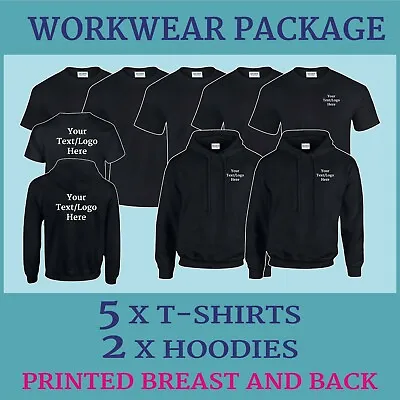 Buy Work Wear Package 2 Hoodies 5 T-Shirts Workwear Team Club Custom Printed Uniform • 94.50£