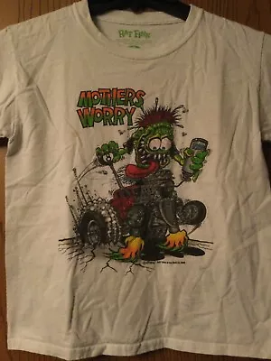 Buy Rat Fink - “Mother’s Worry” - Big Daddy Roth - 2008 White Shirt - Youth S • 27.56£
