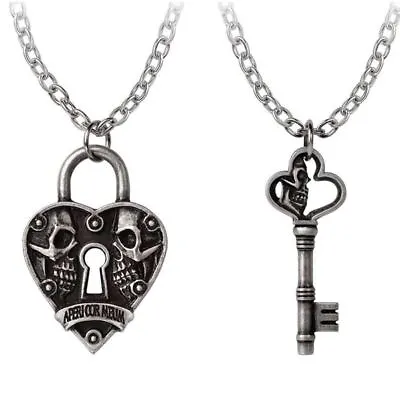 Buy Alchemy Gothic Key To Eternity Couples Pewter Pendant Necklaces - Jewellery Set • 24.95£