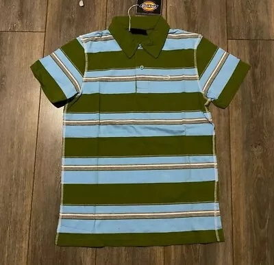 Buy Dickies Polo TOP TShirt Green And Blue Stripes • 19.99£