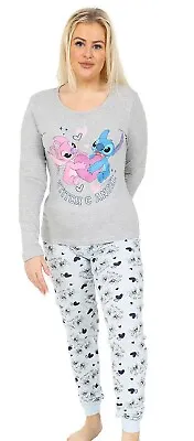 Buy Womens Disney Lilo And Stitch Angel  Long Ladies Cotton Pyjamas Pjs • 19.99£