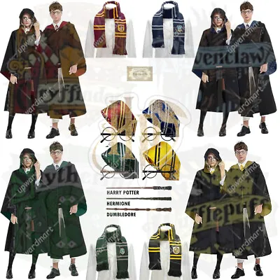 Buy Harry Potter Gryffindor Ravenclaw Slytherin Hufflepuff Robe Cloak Tie Costume BD • 9.45£