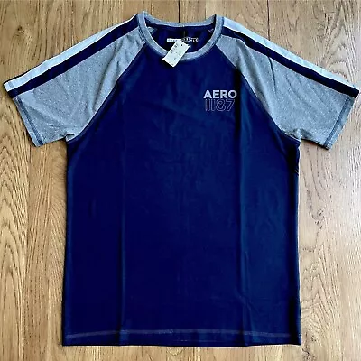 Buy Aeropostale Aero 87 Raglan Stretch Tee • T-Shirt • Blue & Grey • Medium • BNWT • 16.50£