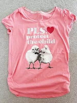 Buy Ochirly Ladies Pink   PLS. Protect The Child   T - Shirt Size M • 6.99£