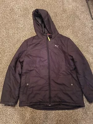 Buy Mens Large Size Puma Puffer Hooded Jacket Black Full Zip Logo Hooded Quilted  • 29.99£