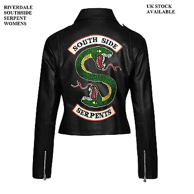 Buy Southside Serpent Riverdale Jones Women Snake Handmade PU Leather Biker Jacket • 49.95£