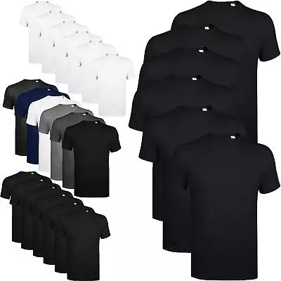 Buy Mens 6 Pack Shirts Plain Blank Basic T Shirt Casual Top 100% Cotton Multi Pack • 16.99£