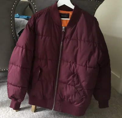 Buy Mens Burgundy Bomber Jacket Padded Quilted Size Medium From Pacsun Los Angeles • 9.99£