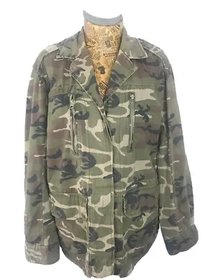 Buy TOPSHOP JACKET 10 CAMOUFLAGE Khaki Green Brown Army Long Sleeve Women FLAW • 19.97£