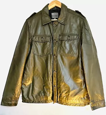Buy Mens Real Leather Jacket Vintage Style Green Soft Biker Regular Fit Smart Casual • 30£