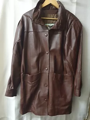 Buy Bargain~Mens°~Leather~3/4 Length~Smart_Casual~Press Stud~Brown~Reefer Jacket • 12.99£
