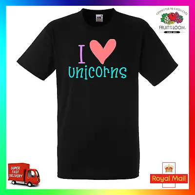 Buy I Love Unicorns TShirt T-Shirt Tee Cute Pegasus Fantasy Fleek Point Unisex Cool • 14.99£