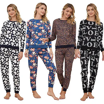 Buy Ladies Fleece Pyjamas Supersoft Cosy Set Long Sleeve Floral Nightwear Size 8-22 • 14.99£